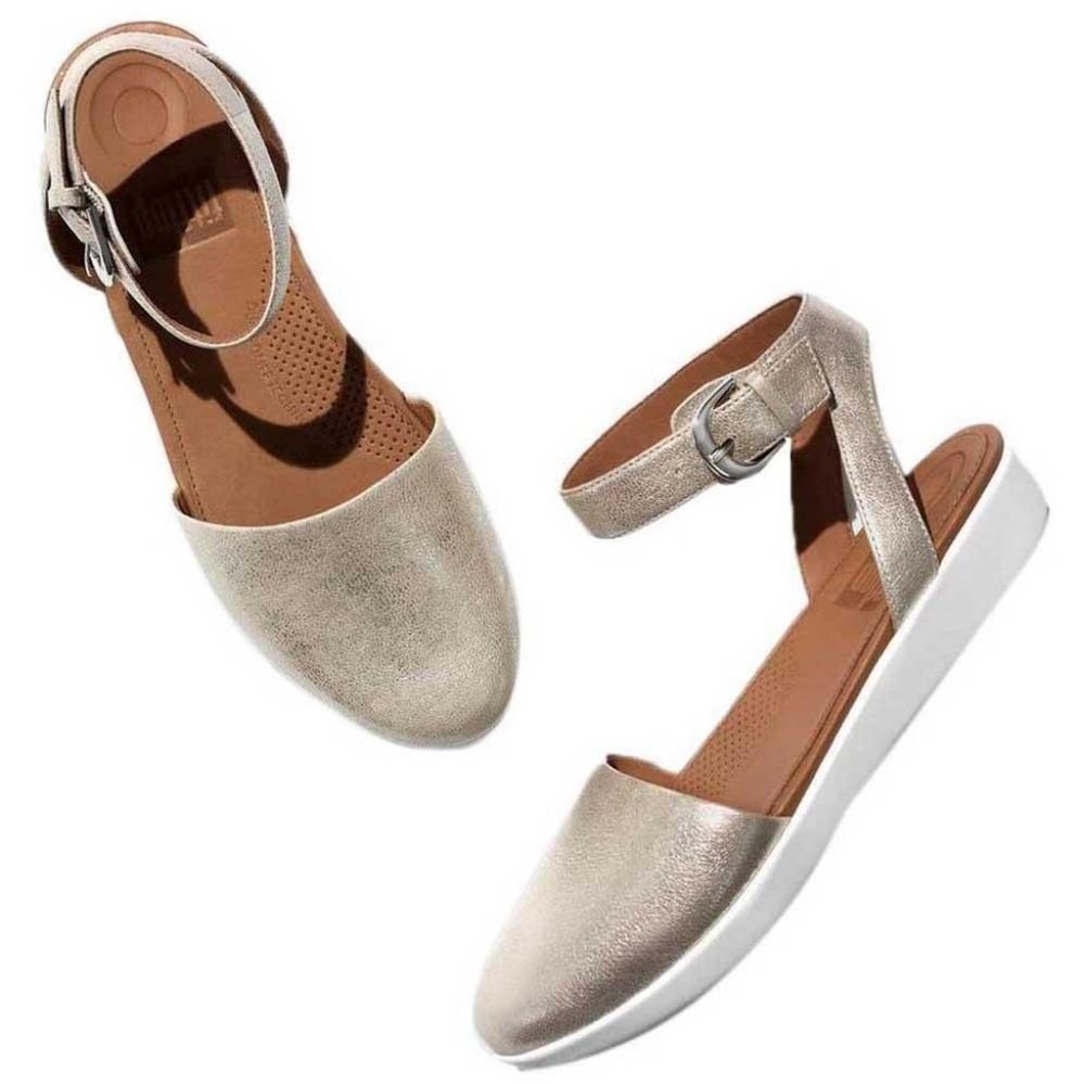 FitFlop Gold Ankle Strap Closed-Toe Sandals Sz. 8.5